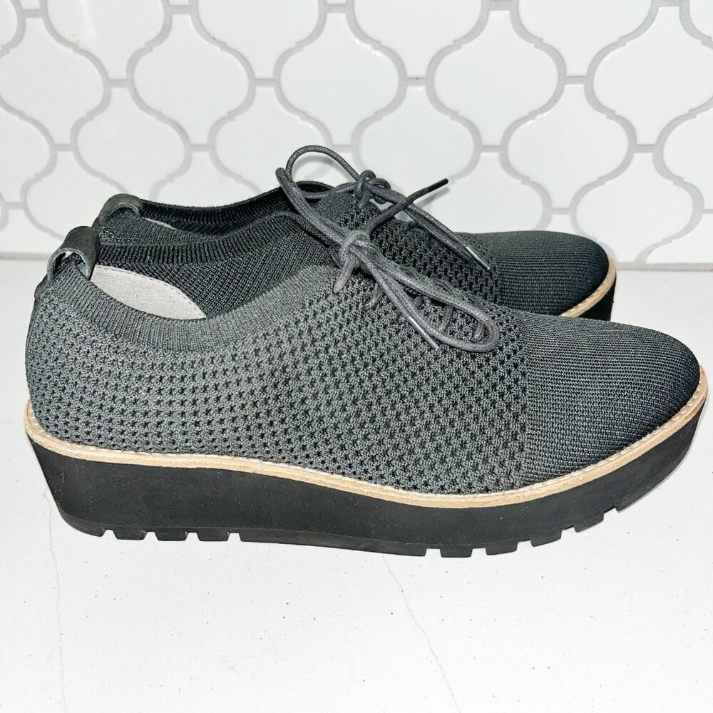 Eileen Fisher Womens Eddy 2 Grey Knit Oxfords Flats Stretch 8.5 (M)